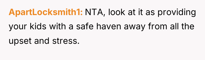 ApartLocksmith1 NTA, look at it as providing your kids with...