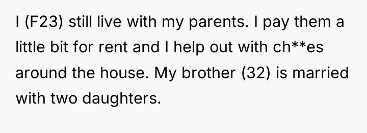 I (F23) still live with my parents. I pay them...