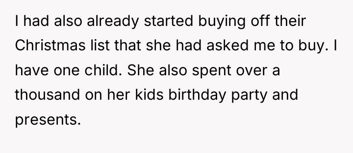 I had also already started buying off their Christmas list...