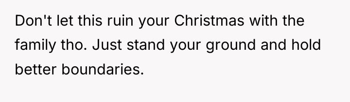Don't let this ruin your Christmas with the family tho....
