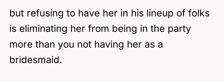 but refusing to have her in his lineup of folks...