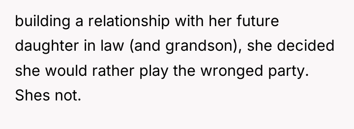building a relationship with her future daughter in law (and...