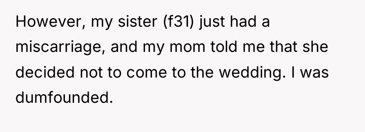However, my sister (f31) just had a miscarriage, and my...