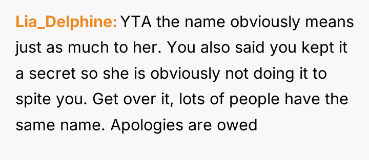 Lia_Delphine YTA the name obviously means just as much to...