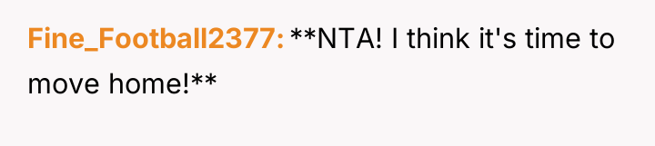 Fine_Football2377 **NTA! I think it's time to move home!**