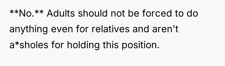 **No.** Adults should not be forced to do anything even...