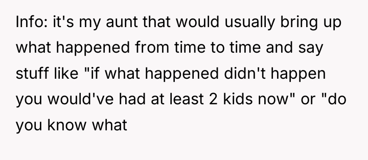 Info: it's my aunt that would usually bring up what...