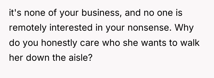 it's none of your business, and no one is remotely...