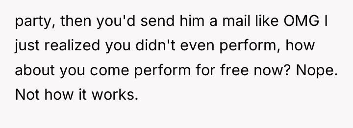 party, then you'd send him a mail like OMG I...