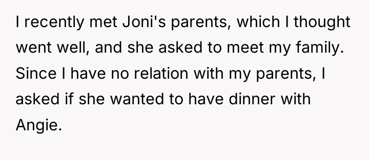 I recently met Joni's parents, which I thought went well,...