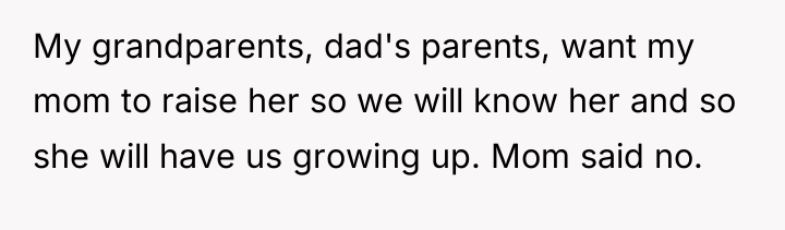 My grandparents, dad's parents, want my mom to raise her...