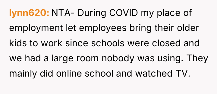 lynn620 NTA- During COVID my place of employment let employees...