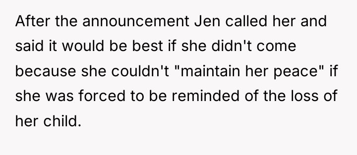 After the announcement Jen called her and said it would...