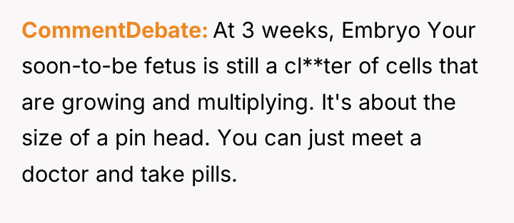 CommentDebate At 3 weeks, Embryo Your soon-to-be fetus is still...