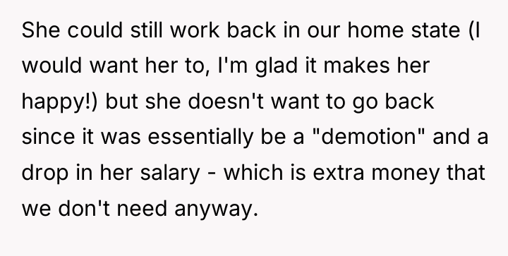 She could still work back in our home state (I...