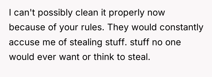 I can't possibly clean it properly now because of your...