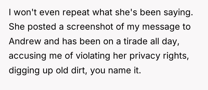 I won't even repeat what she's been saying. She posted...