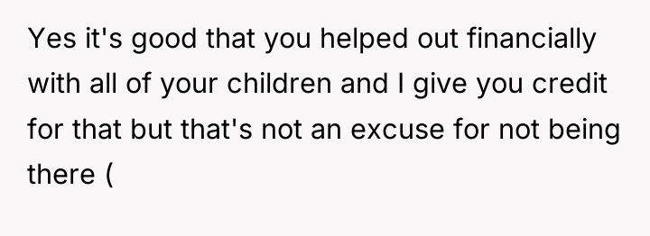 Yes it's good that you helped out financially with all...