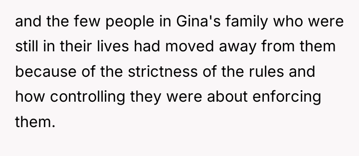 and the few people in Gina's family who were still...