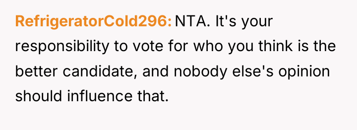 RefrigeratorCold296 NTA. It's your responsibility to vote for who you...
