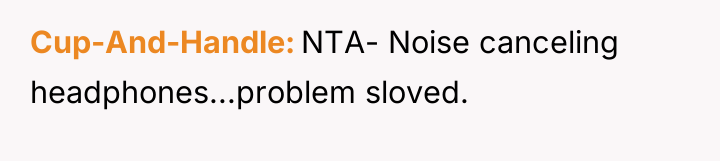 Cup-And-Handle NTA- Noise canceling headphones...problem sloved.