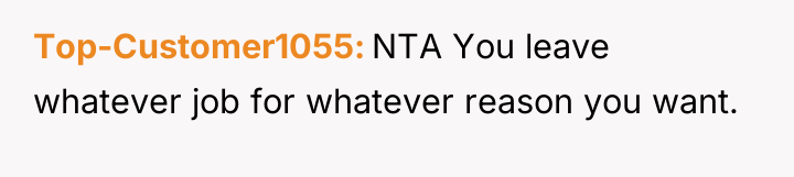 Top-Customer1055 NTA You leave whatever job for whatever reason you...