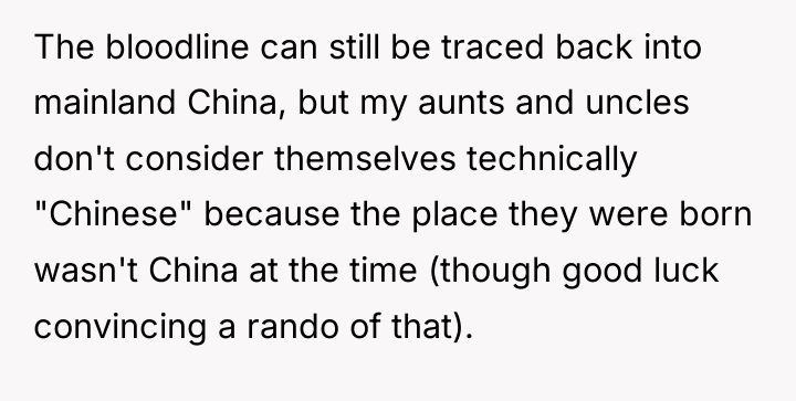 The bloodline can still be traced back into mainland China,...