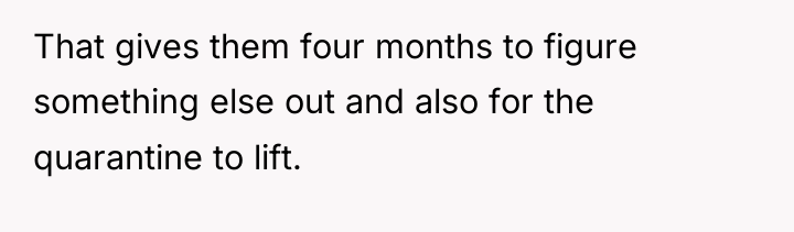 That gives them four months to figure something else out...