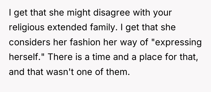 I get that she might disagree with your religious extended...