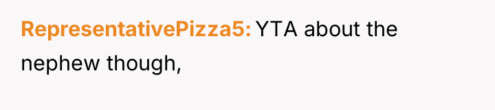 RepresentativePizza5 YTA about the nephew though,