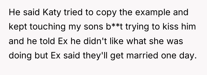 He said Katy tried to copy the example and kept...