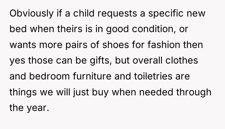 Obviously if a child requests a specific new bed when...