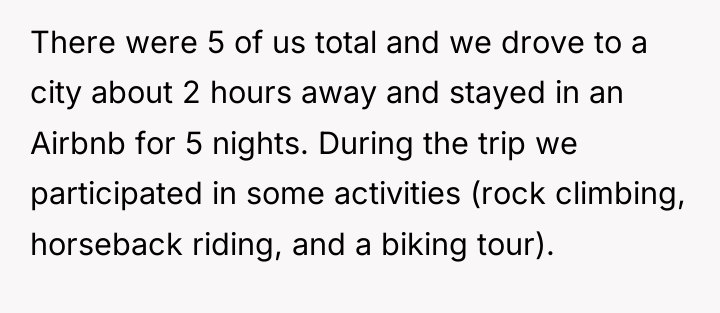 There were 5 of us total and we drove to...