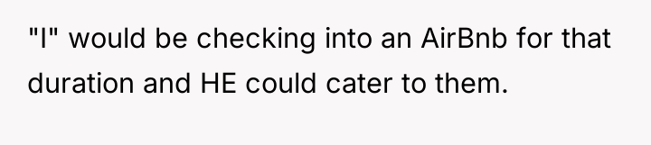 "I" would be checking into an AirBnb for that duration...