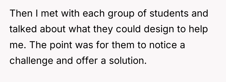 Then I met with each group of students and talked...