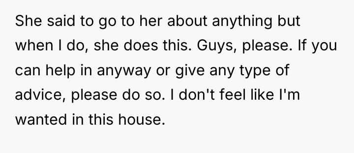 She said to go to her about anything but when...