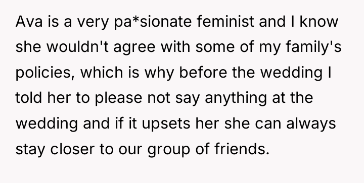 Ava is a very pa*sionate feminist and I know she...
