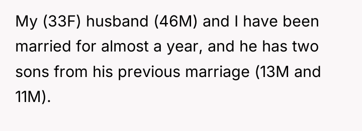 My (33F) husband (46M) and I have been married for...