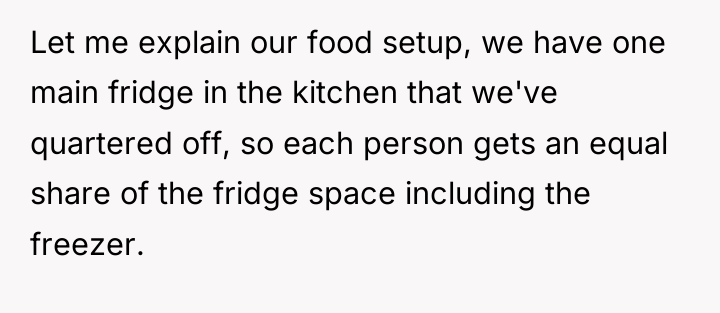 Let me explain our food setup, we have one main...
