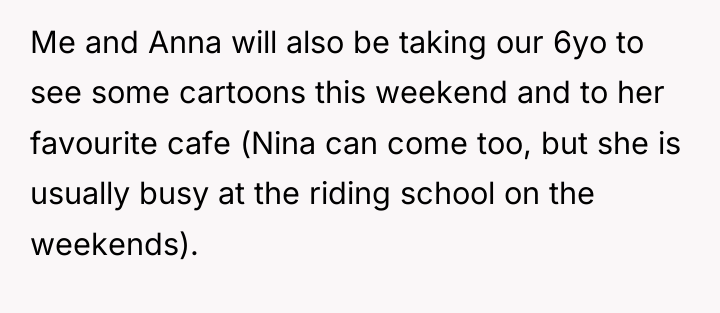 Me and Anna will also be taking our 6yo to...