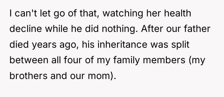 I can't let go of that, watching her health decline...