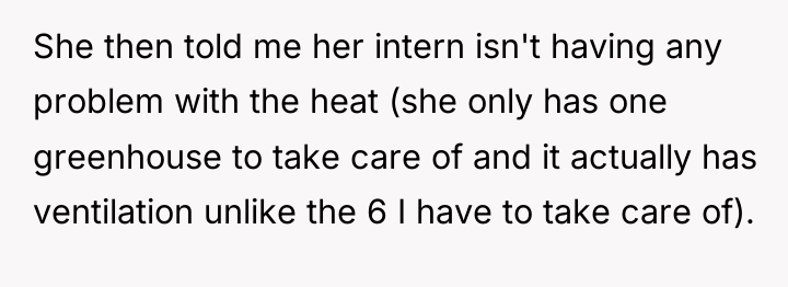 She then told me her intern isn't having any problem...
