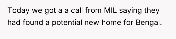 Today we got a a call from MIL saying they...