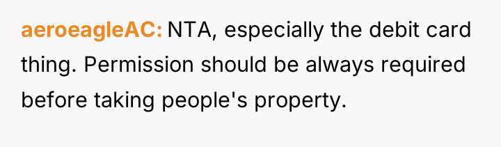 aeroeagleAC NTA, especially the debit card thing. Permission should be...