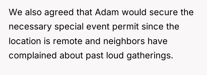 We also agreed that Adam would secure the necessary special...