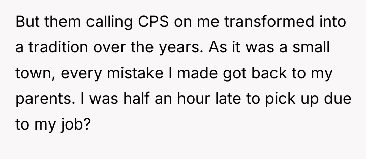But them calling CPS on me transformed into a tradition...