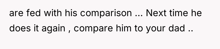 are fed with his comparison ... Next time he does...
