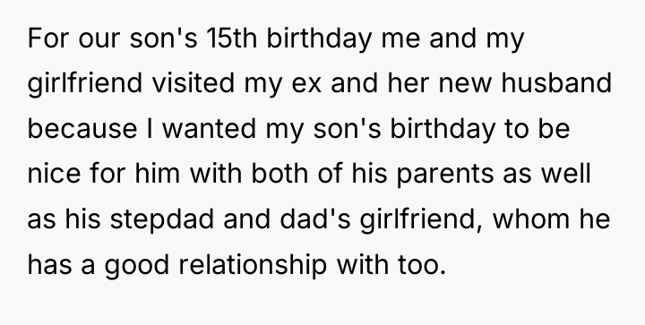 For our son's 15th birthday me and my girlfriend visited...