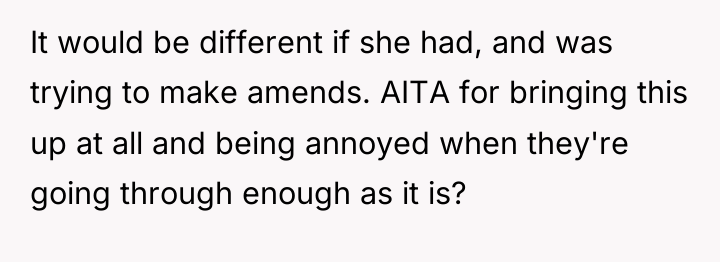 It would be different if she had, and was trying...