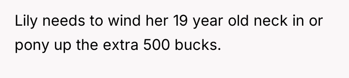 Lily needs to wind her 19 year old neck in...